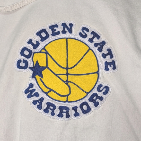 Mitchell & Ness Golden State Warriors Retro Pullover Hoodie Cream 3XL - Picture 7 of 10